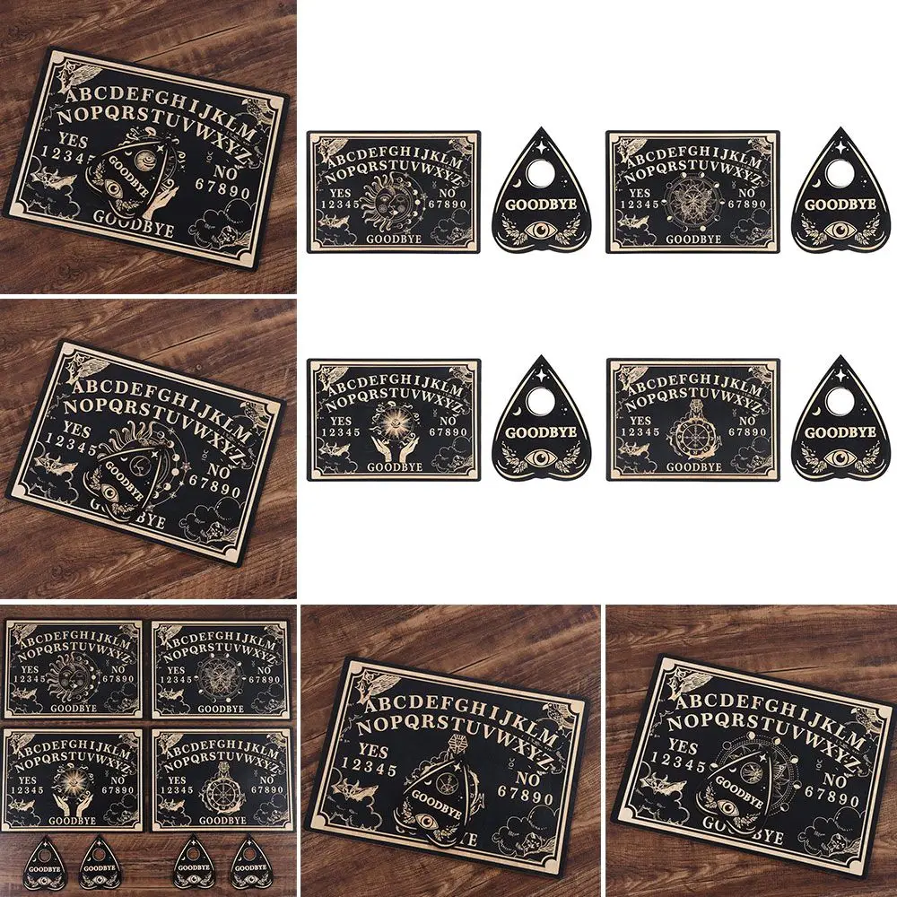 Pointed Pendant Pendulum Wall Sign Wooden Carven Board Pendulum Dowsing Divination Board Set Black Wooden Spirit Board