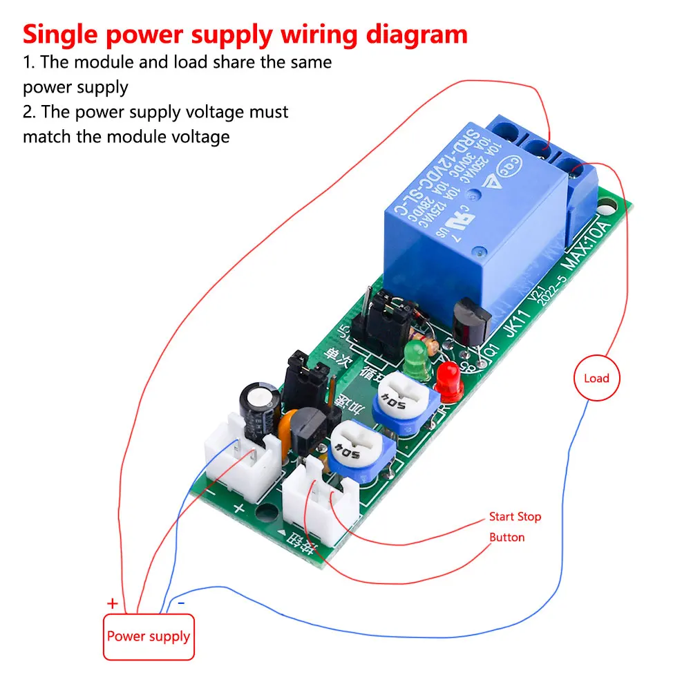 JK11 Adjustable Cycle Timer Delay On/Off Switch Power Supply Relay Shield DC 5V 12V 24V Timer Delay Relay Module (0 -24 Minutes)