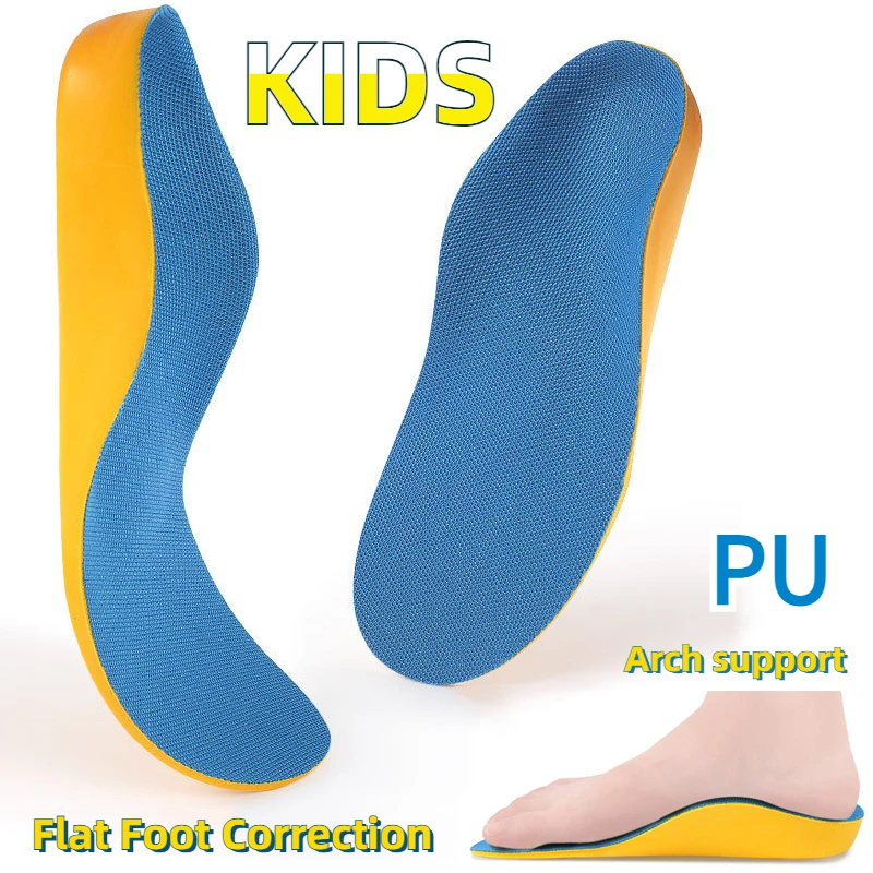 Kids Orthotic Cushioning Arch Support Shoe Insoles Children PU Foam Insertsfor Flat Feet Plantar Fasciitis Foot Heel Pain Relief