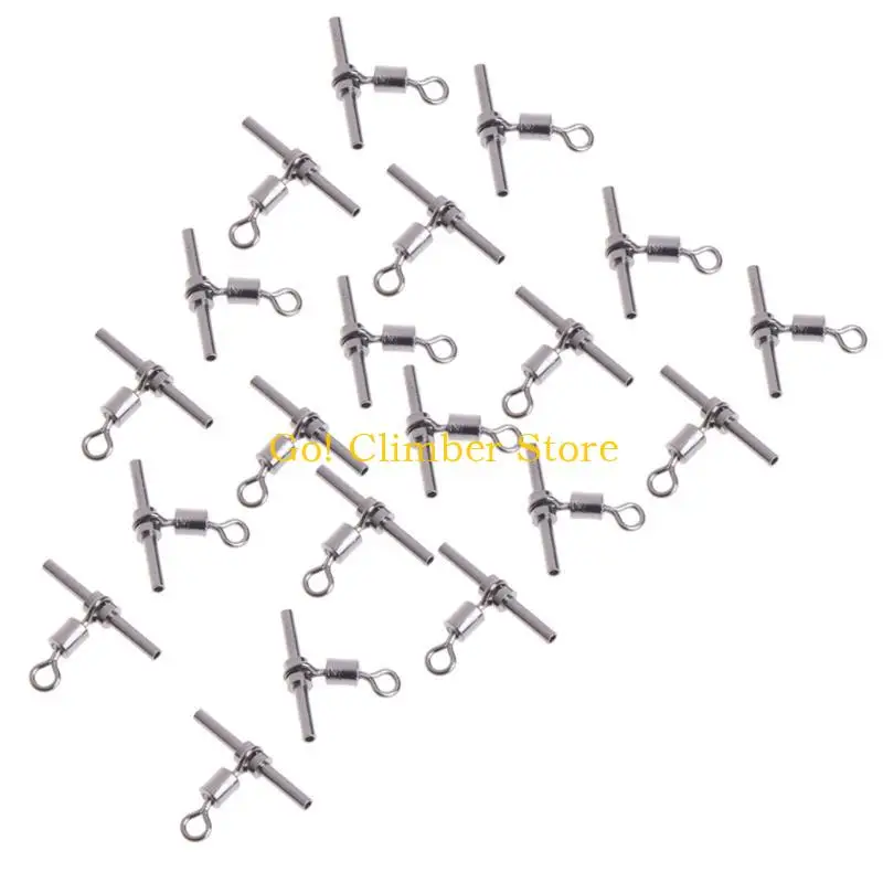 

Q84C 20Pcs T-shape Fishing Swivel Fish Barrel Cross-line Brass for Head Fishing Tackl
