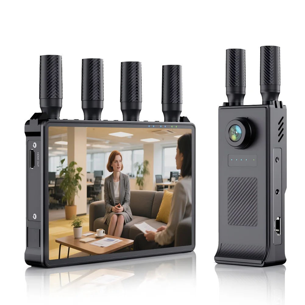 1080P 7-inch LCD Screen 1312FT Wireless HDM I Extender Video Transmitter Receiver H.265 0.05S Latency for HD Live Streaming