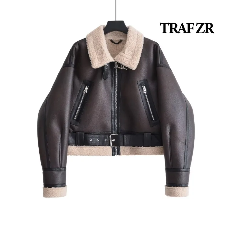 

TRAF ZR Winter Parkas for Women Snow Parka Fur Padded Coat High Street Elegant Luxury Women's Coat Warm Woman Winter Coats