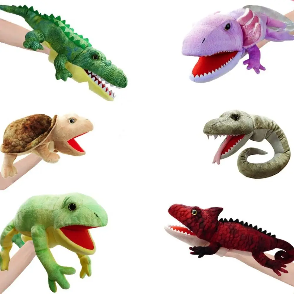 Tartaruga Salamandra Burattino a mano animale Rana Coccodrillo Burattino a mano animale di peluche Burattino educativo per narrazione di serpenti lucertola