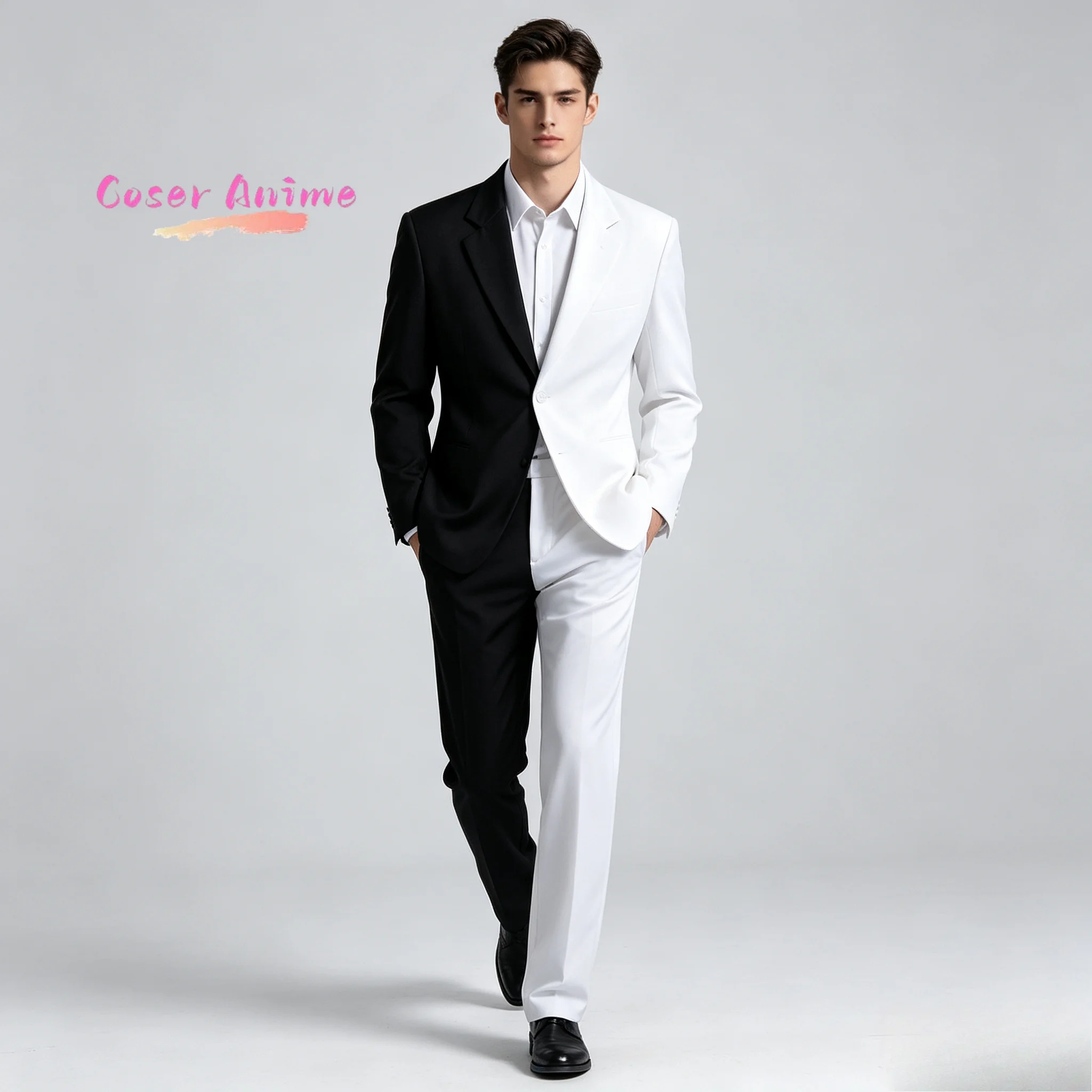 DC Two Face Harvey Dent Cosplay Costume Gothic Black and White Suit Stage Performance Costume Cosplay