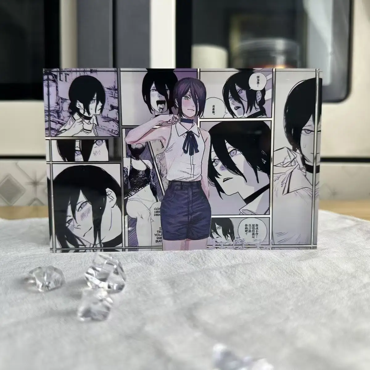 أنيمي بالمنشار رجل Reze الاكريليك الطوب سطح المكتب زخرفة الكرتون الشكل شفافة الاكريليك سطح المكتب الديكور لعب الصبي الهدايا #1