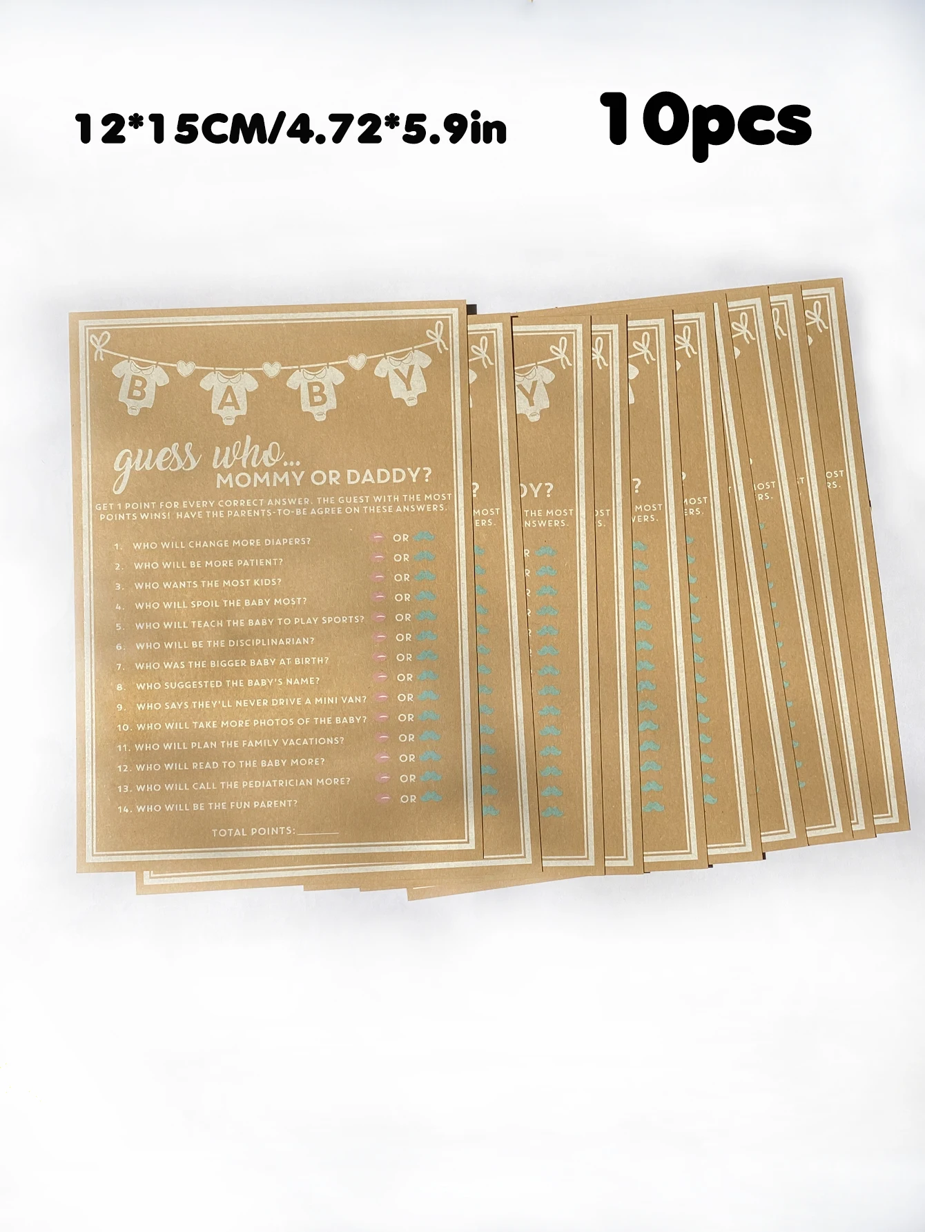 10pcs Baby Baptist Party Kraft Paper Baby Suggestion Blessing Prediction Card