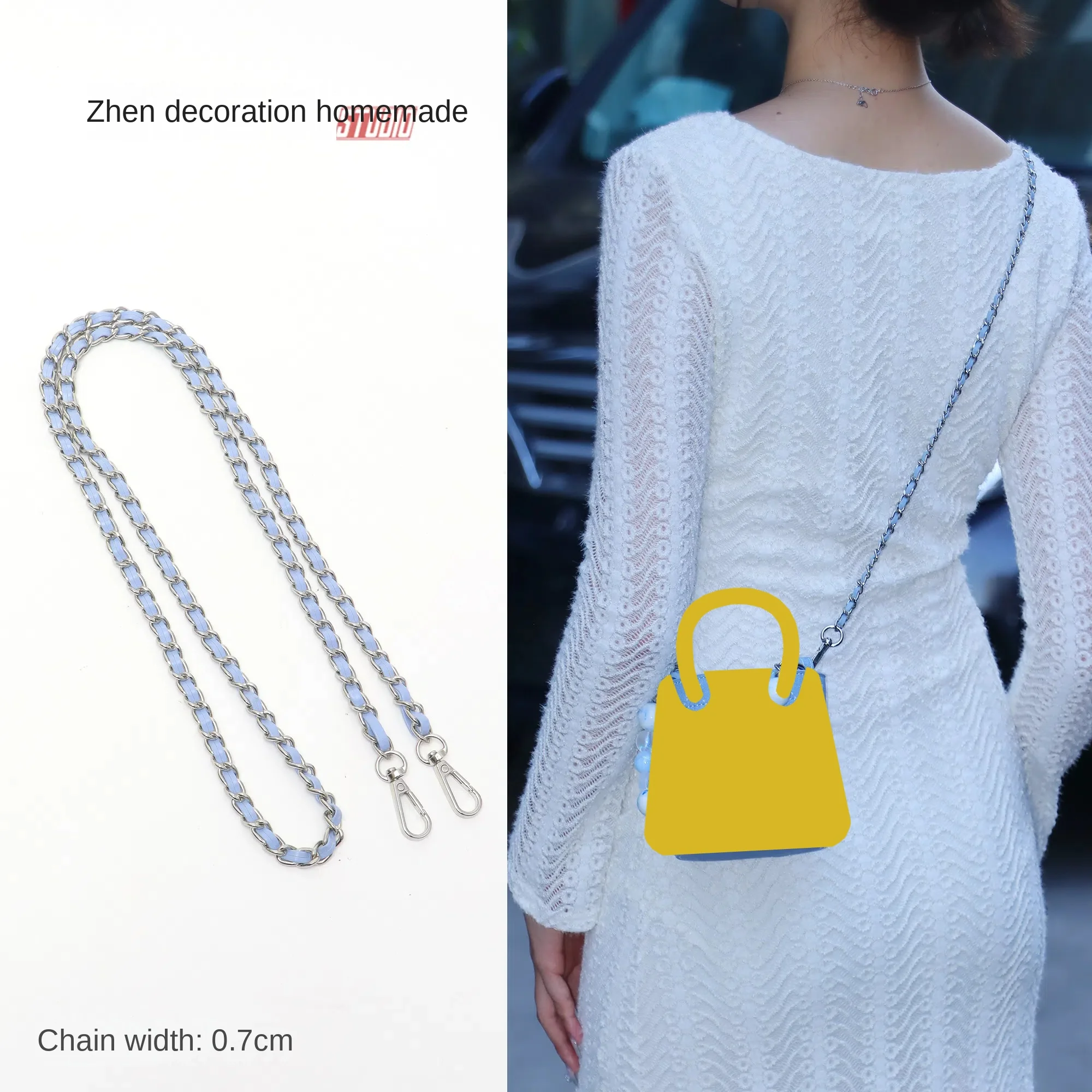 Women's bucket bag crossbody shoulder belt transformation perfume bag decoration chain strap accessories