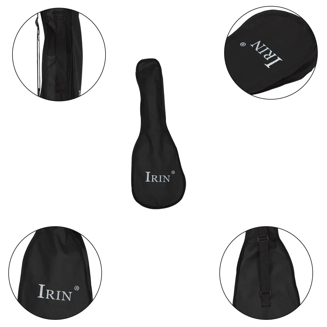 IRIN Ukulele Bag 21/23/26 Inch Portable Ukulele Backpack Thickened Waterproof Case Gig Black Oxford Cloth Adjustable Strap