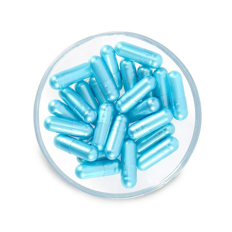 

10000pcs Size 0 Medicine Capsules Shells, Pearl Blue Gelatin Capsules, 0# Separated/Joined Empty Capsules