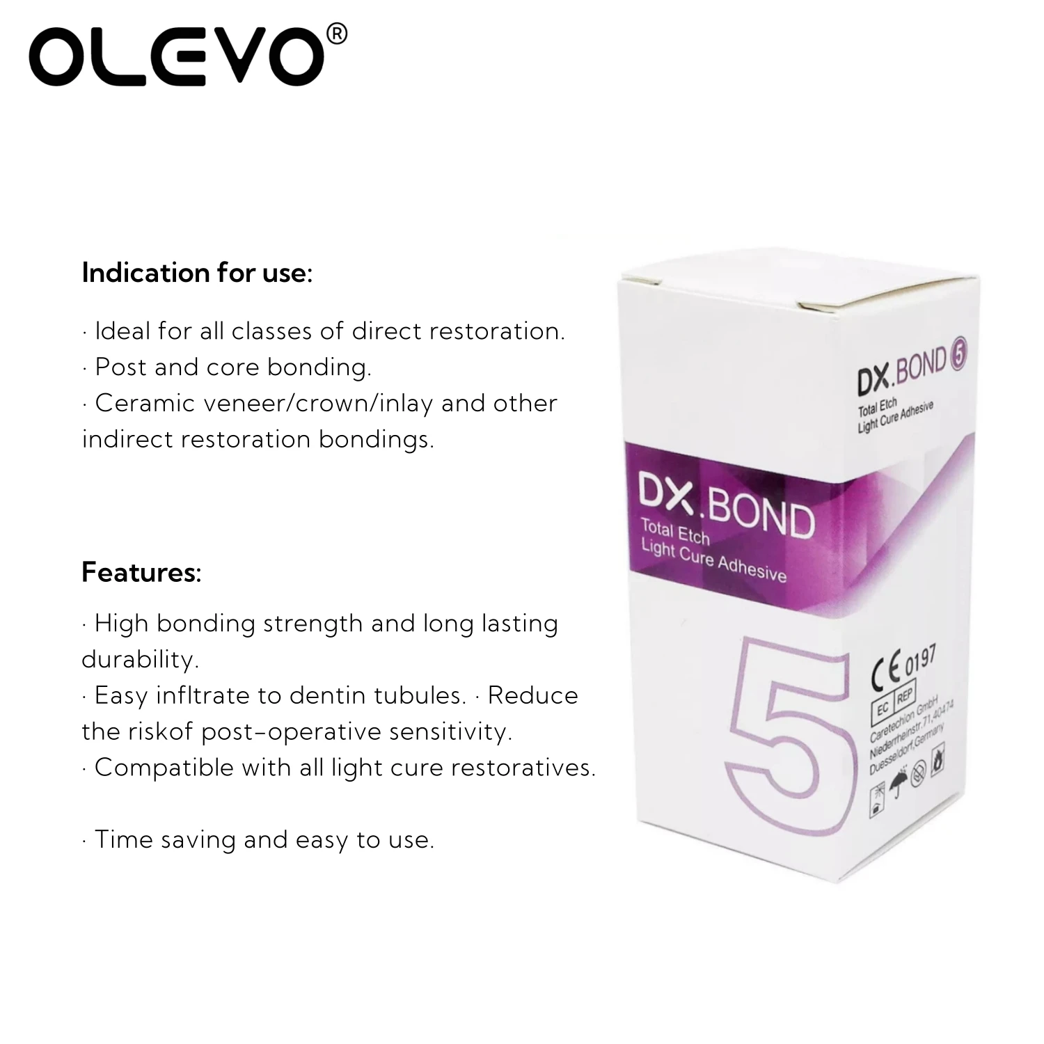 กาวติดวัสดุอุดฟันชนิดเรซินสำหรับงานอุดฟัน วีเนียร์ อินเลย์ ฟื้นฟูช่องปาก ขนาด 5 มล. ชนิด Total Etch Light Cure