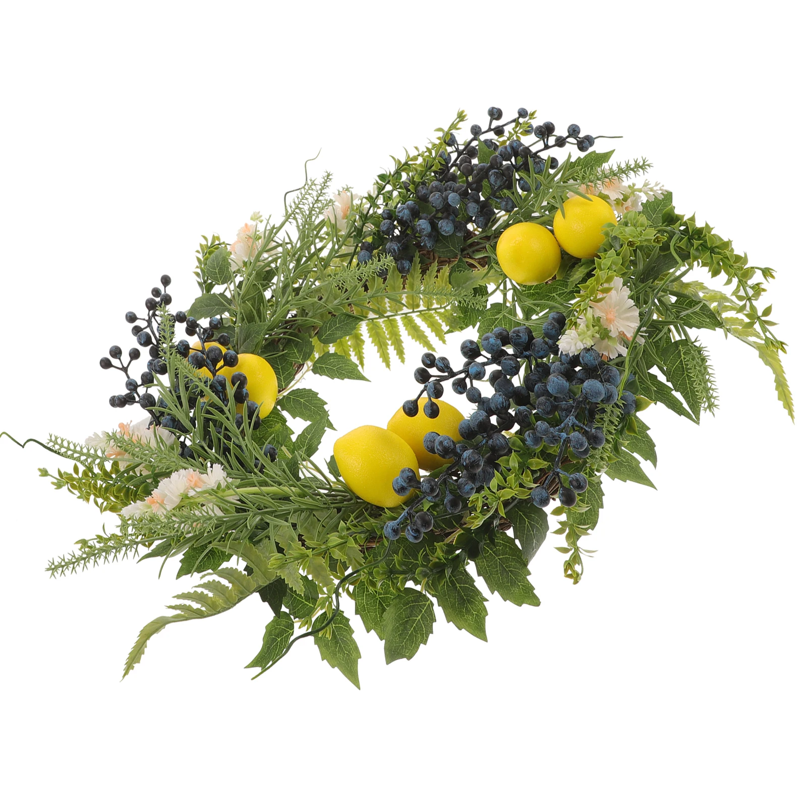 

Fake Lemon Wreath Blueberry Faux Lemons Decor Realistic Plastic Front Door Wreaths