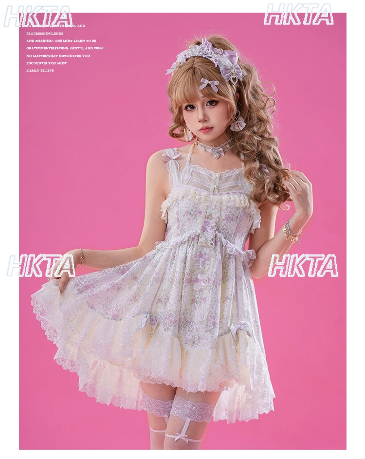 

Летнее платье на подтяжках в японском стиле с цветочным принтом в стиле Лолиты, милое милое кружевное плиссированное платье с бантом для торта, мини-платье, комплект с шортами для женщин