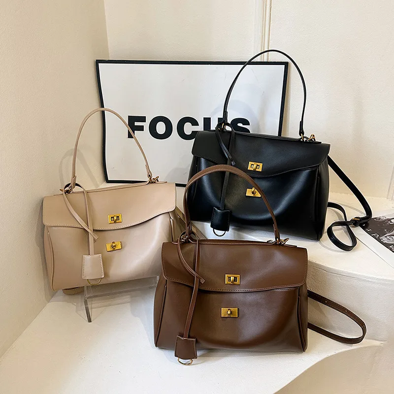 

High end business commuting large capacity tote bag for women, hand-held soft leather shoulder crossbody bag