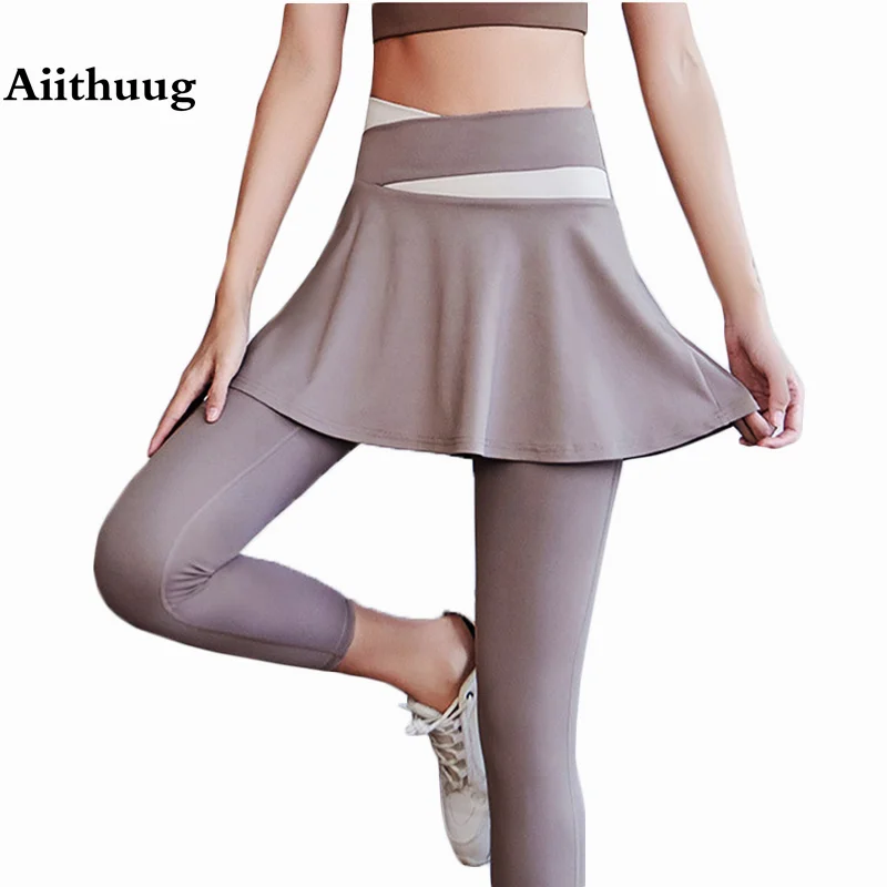 Aiithuug Cross Waistband Skirted Leggings Yoga Golf Skirts Golf Skorts Tennis Dress Tennis Skort Drape Soft Active Sports