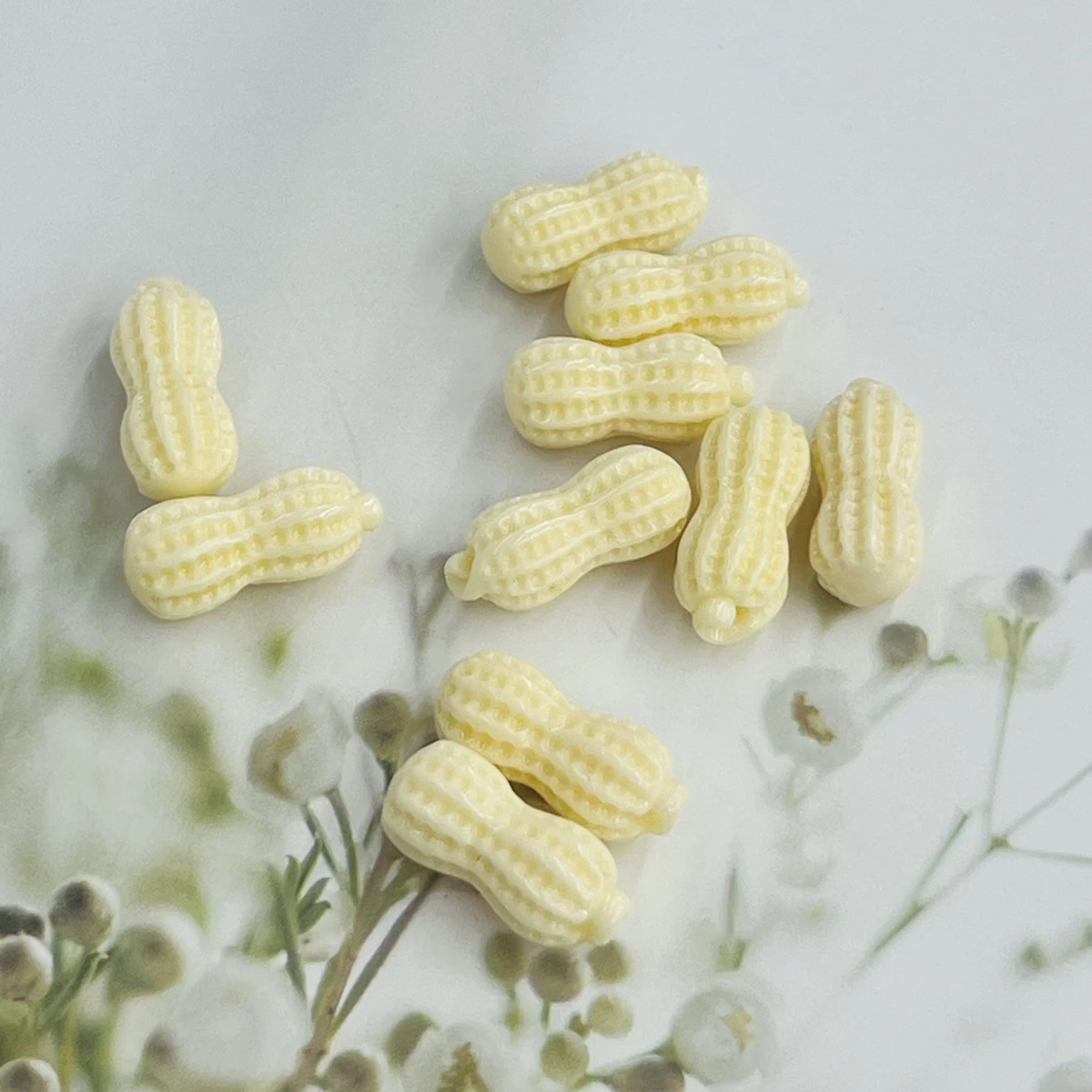 10 Uds. De cuentas con agujero pasante en forma de maní, cuentas sueltas de Coral de imitación para fabricación de joyería, accesorios para collar y pendientes DIY