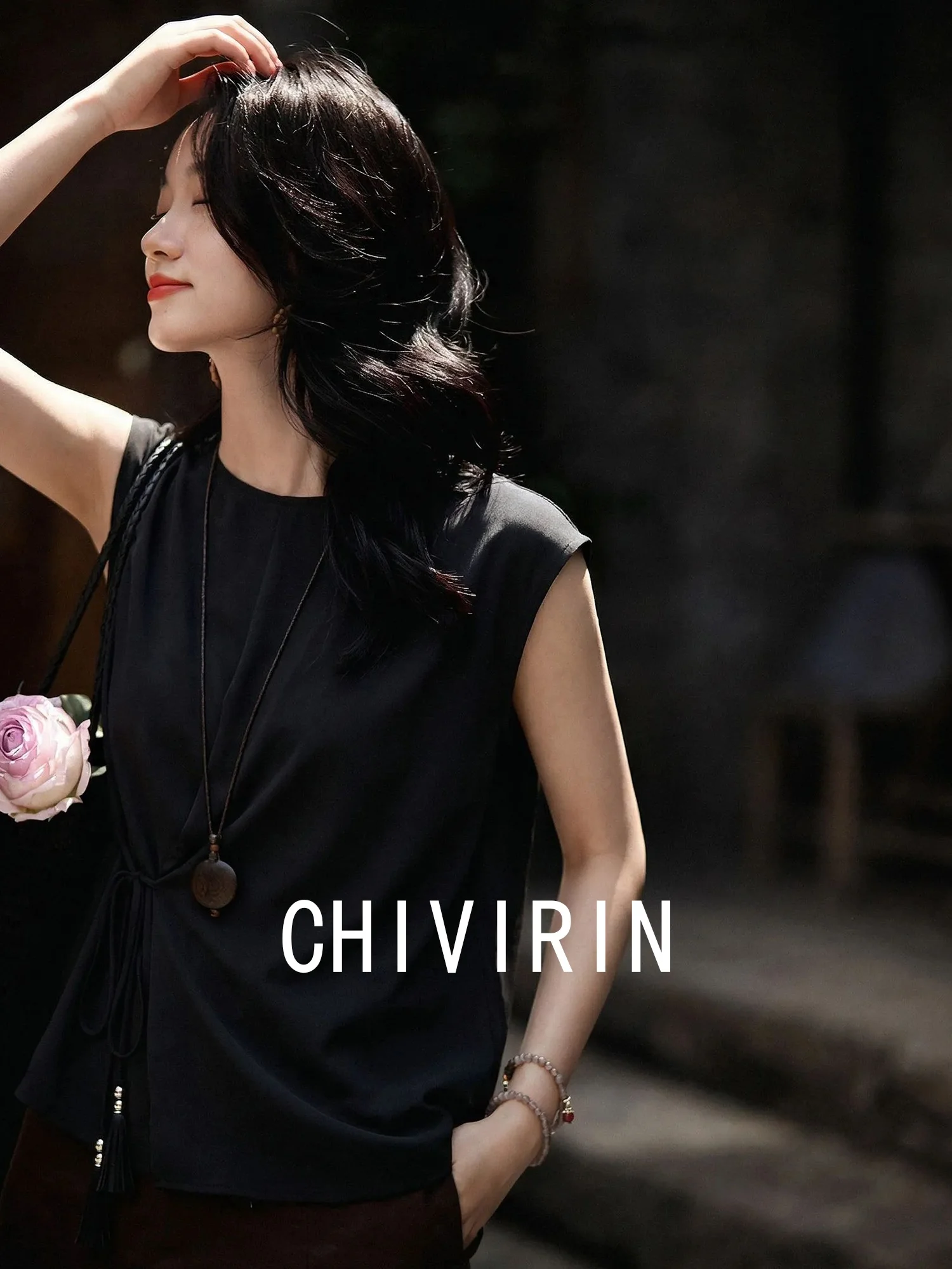 

Chivirin Silk Short Sleeve T-Shirt Women's Black Loose Fit Summer Fashion Design Slimming Casual round Neck Top
