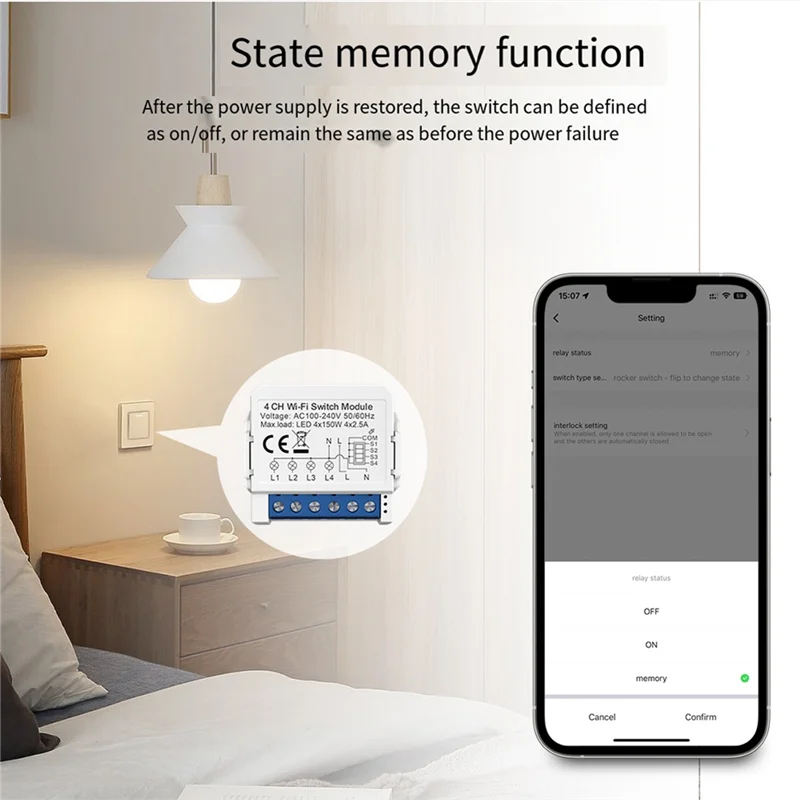 

AB41-Tuya Smart Wi-Fi Управление выключателем света 4-позиционный мини-выключатель управляемый Яндекс Alexa Google Home Простая установка