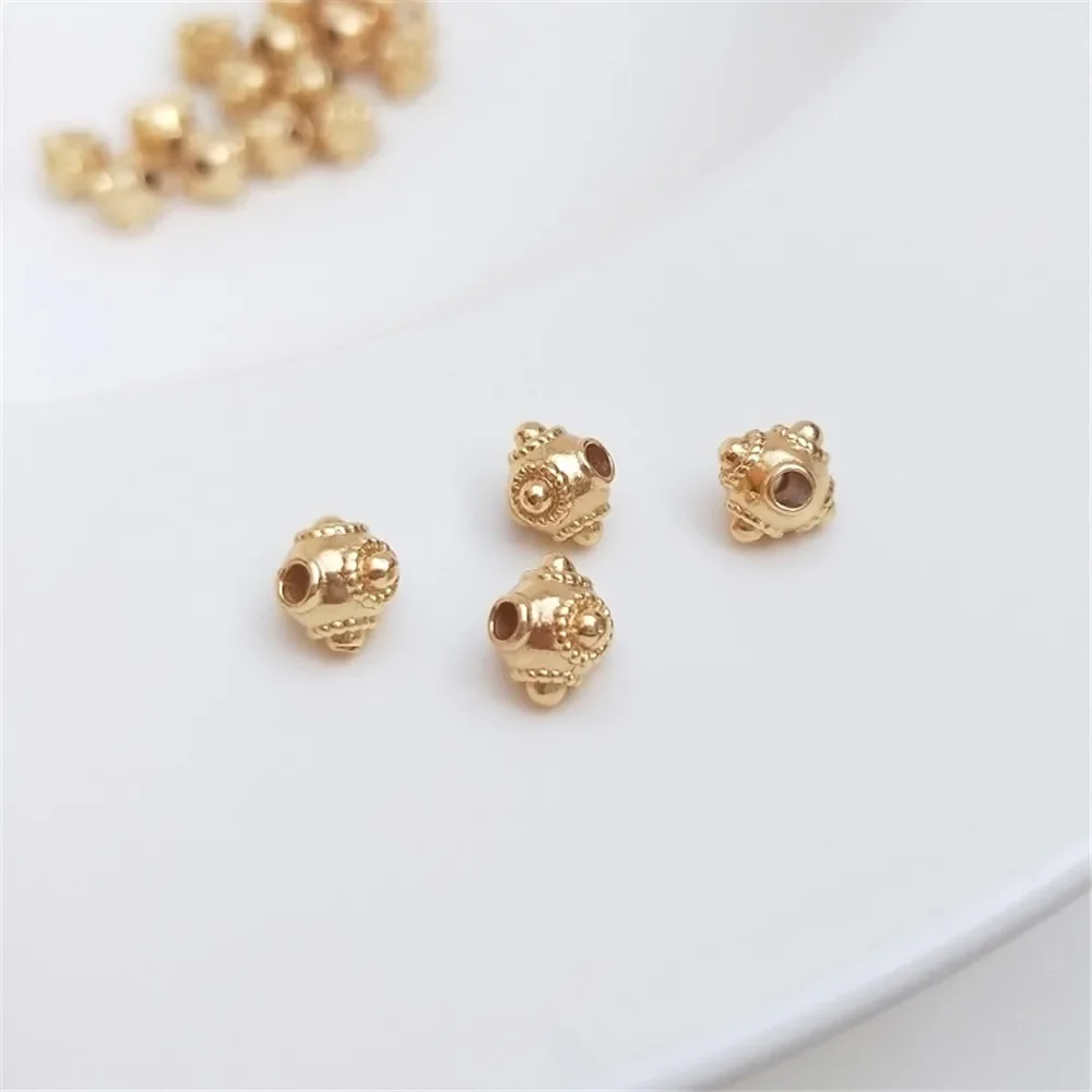 

14K plated gold 5.5mm retro four corners loose beads dragonfly eye beads diy bracelet earrings first accessories