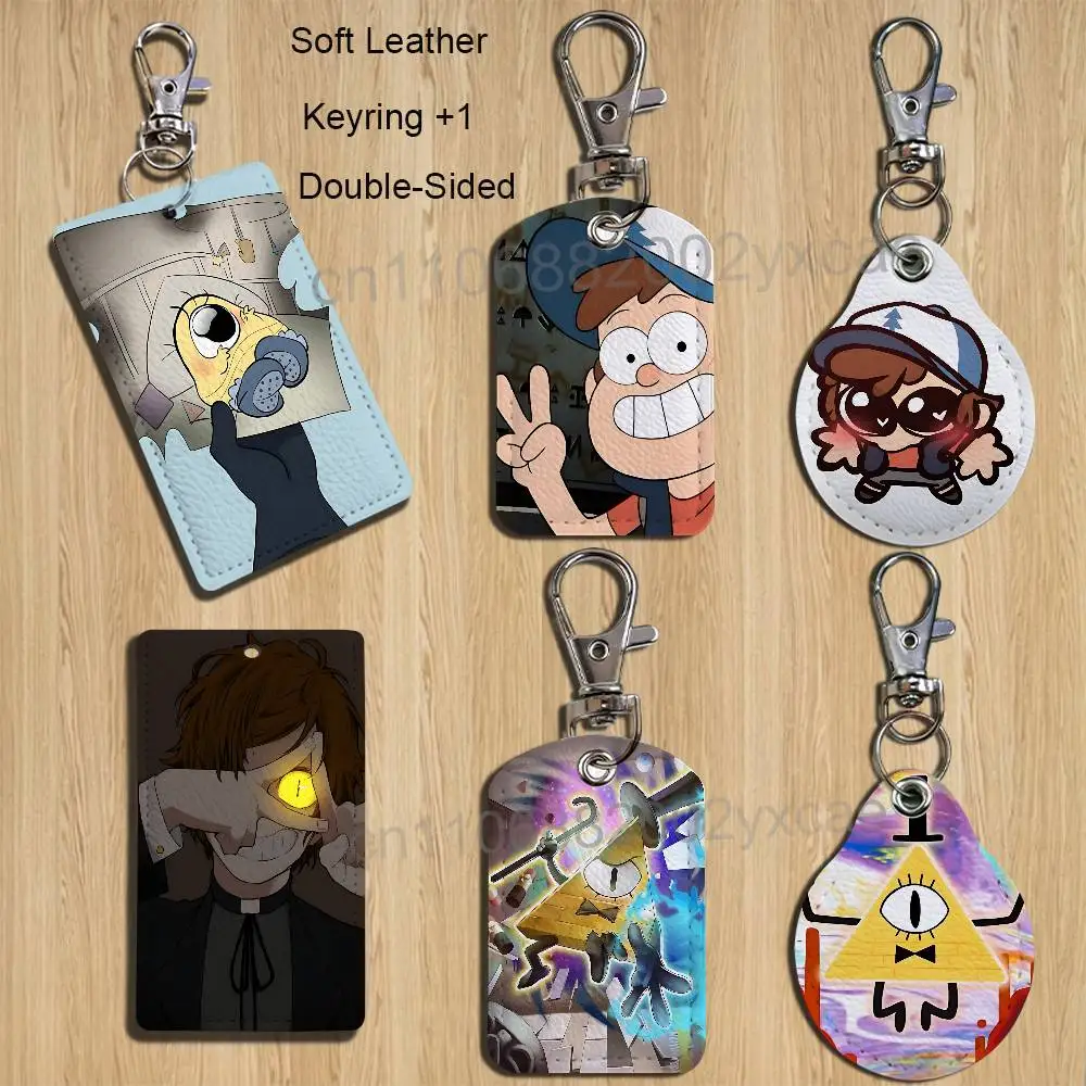 

Bill Cipher Dipper Pines Gravity Falls Keychain Holder Suitable For Subway Bus Card Bank Holder Wallet Card Textured pattern