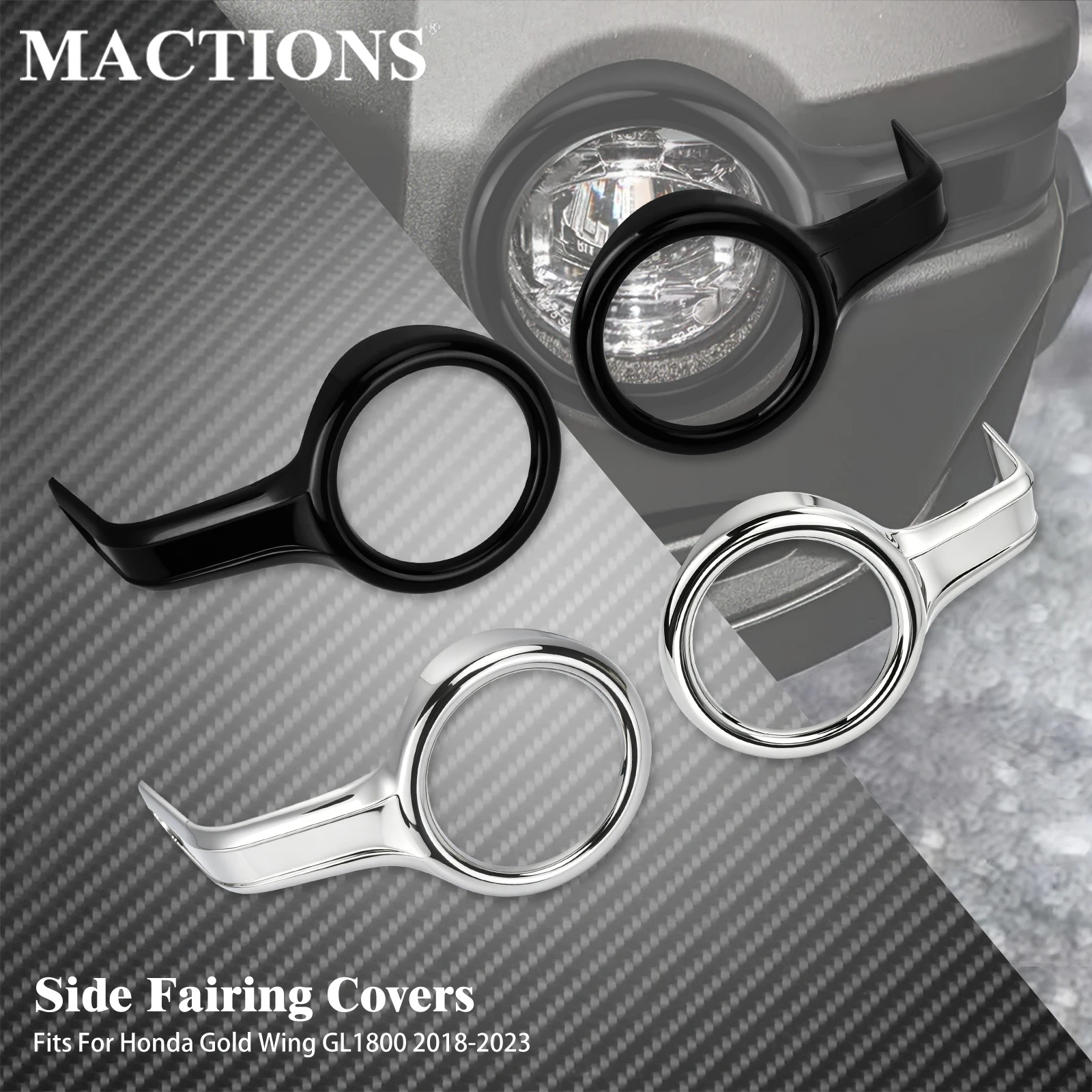 Motorcycle Fog Light Trim Rings Side Fairing Bezel Covers For Honda Gold Wing Goldwing GL1800 2018-23 Decoration ABS Accessories