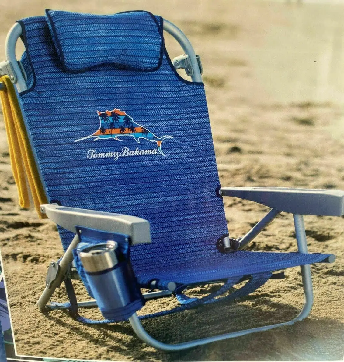 

Beach Chair with Backpack, Aluminum Frame, Sailfish & Palms Design