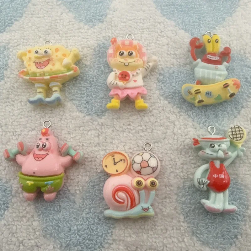 10pcs cartoon resin pendant, DIY jewelry making earrings, keychain accessories