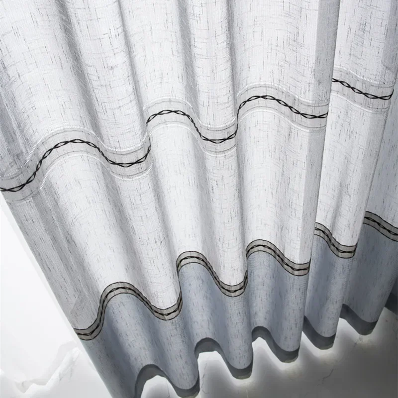 

New Curtains for Living Dining Room Bedroom Custom Modern Minimalist Gray Stitching Cotton Linen Door Window Curtain Room Decor