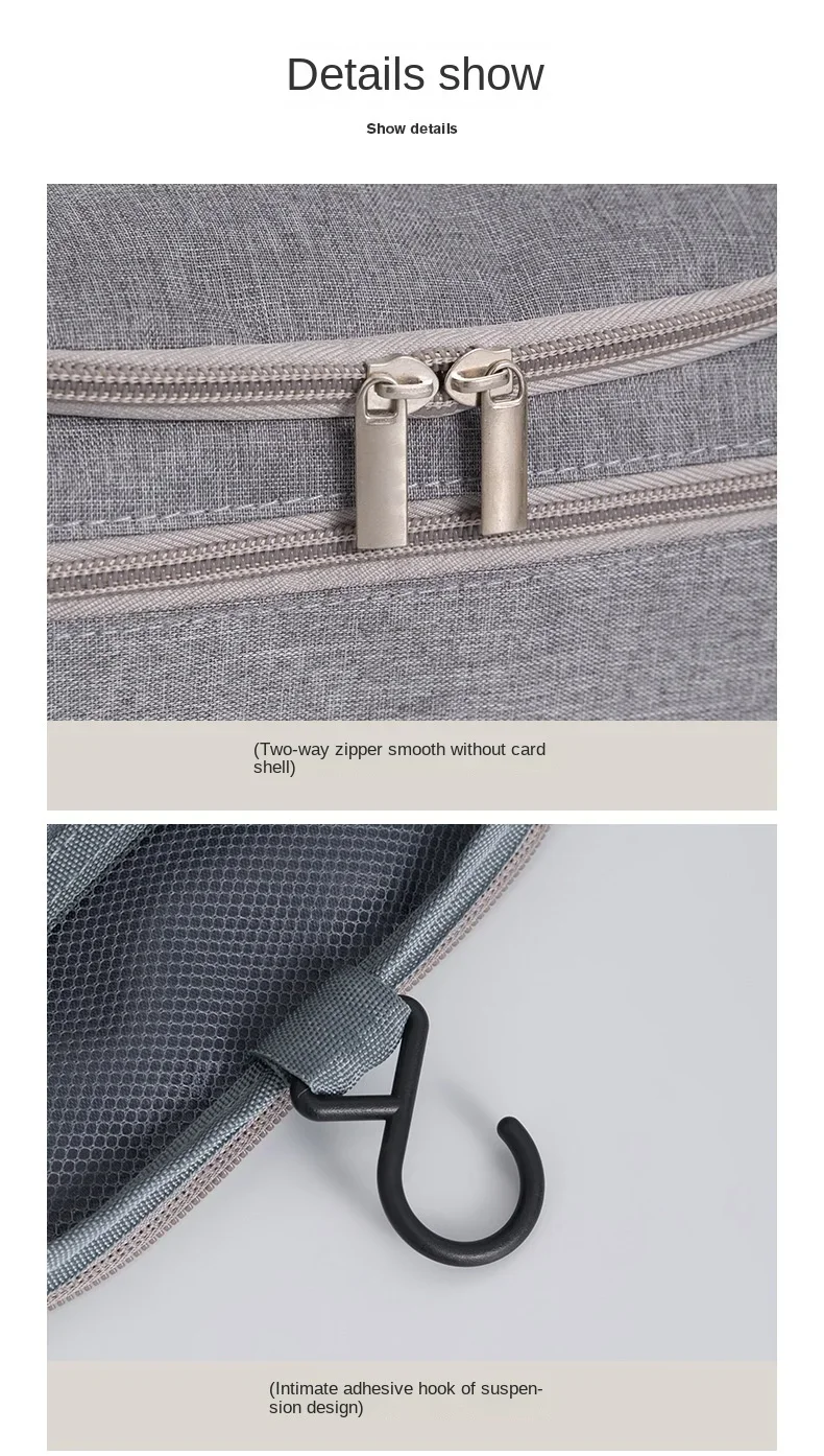 Wasserdichte Männer Kosmetische Lagerung Tasche Hohe Kapazität Nylon Reise Kulturbeutel Organizer Hängen Frauen Zipper Make-Up Waschen Beutel – Detail 11