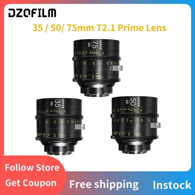 

DZOFilm VESPID Cyber Full Frame 35 / 50/ 75mm T2.1 Prime Lens (PL & EF Mounts) 3-Lens Kit (35/50/75mm)