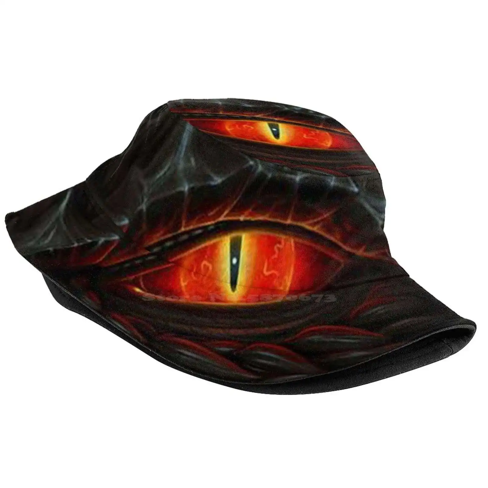 Glowing Red Eye Of Black Dragon Sun Cap Fisherman Hat Bucket Hats Dragon Eyes Snake Eyes Fantasy Dragons Black Creature Dark