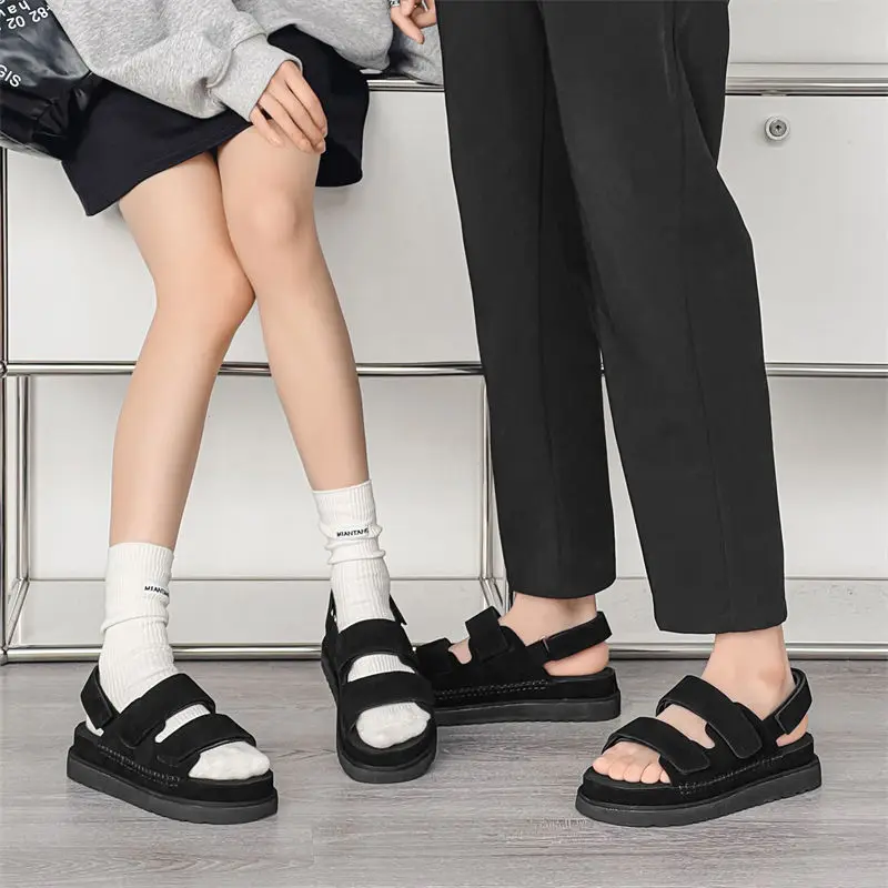 2024 Men Cowhide Non-Stuffy Feet Fashion Sandals Summer New Couple Thick Bottom Increased Super Soft Outdoor Slippers Women