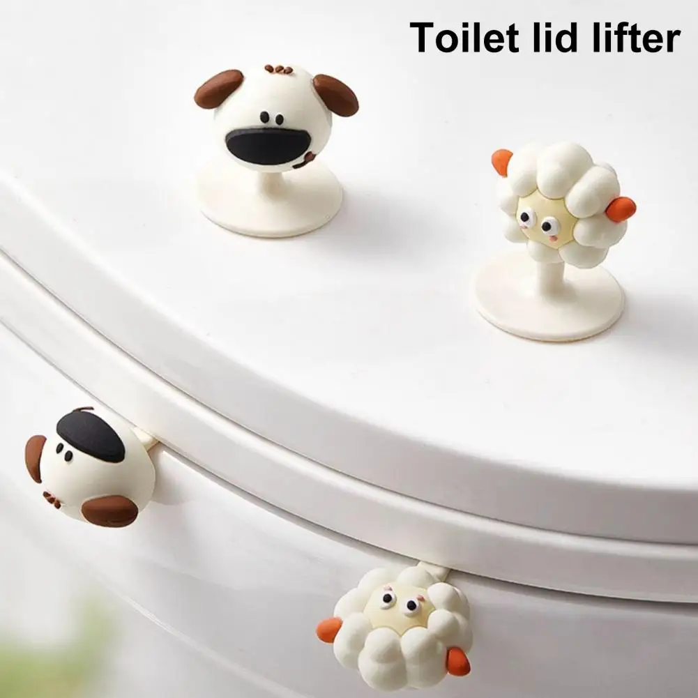 Toilet Lid Lifter Traceless Toilet Lifter Adorable Cartoon Toilet Seat Lifters for Kids Hygienic Silicone Handle Holder Flexible