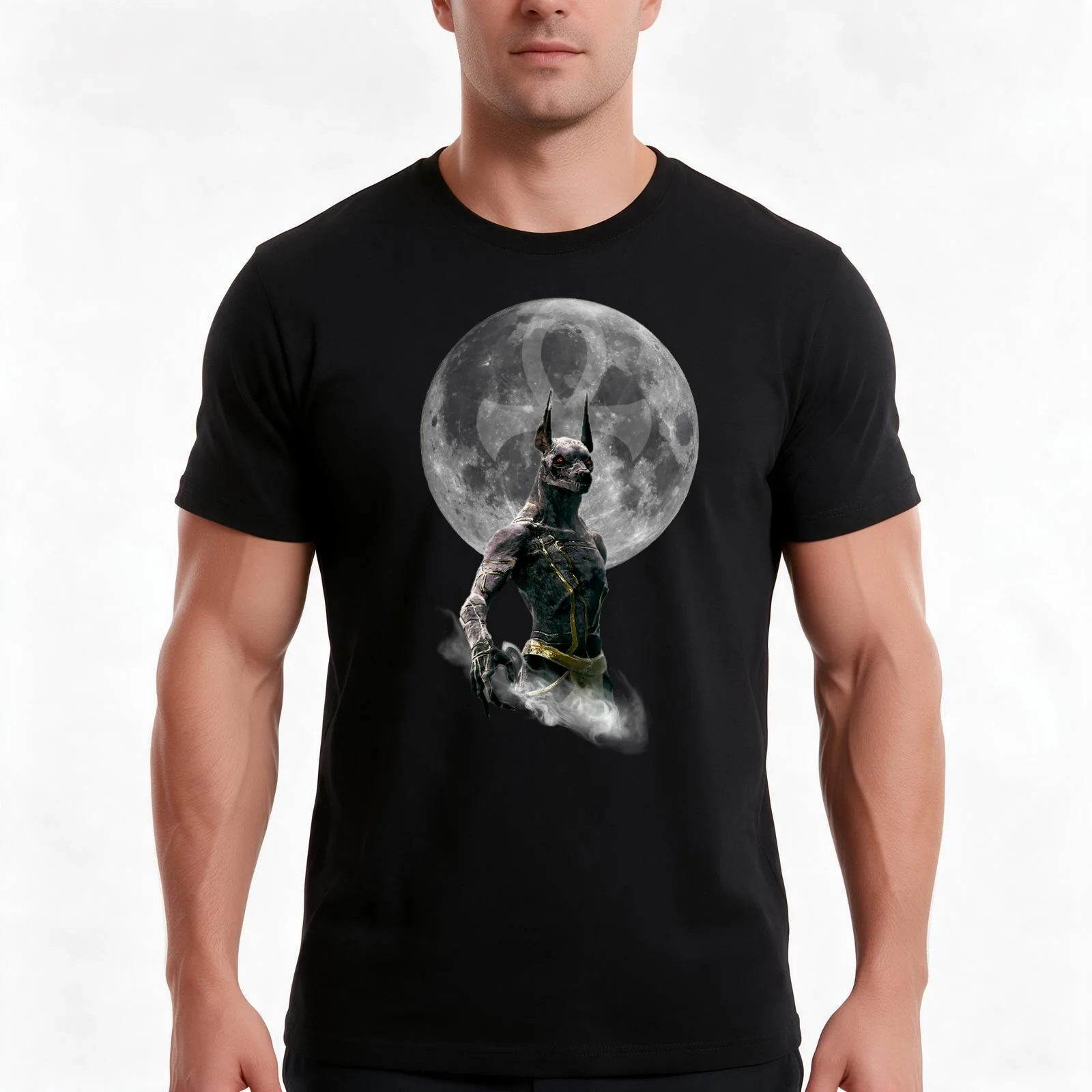 Anubis T-Shirt Summer Casual Cotton Tee Oversized Streetwear Tops Vintage Graphic Print Loose Fit Short Sleeve 100% Cotton