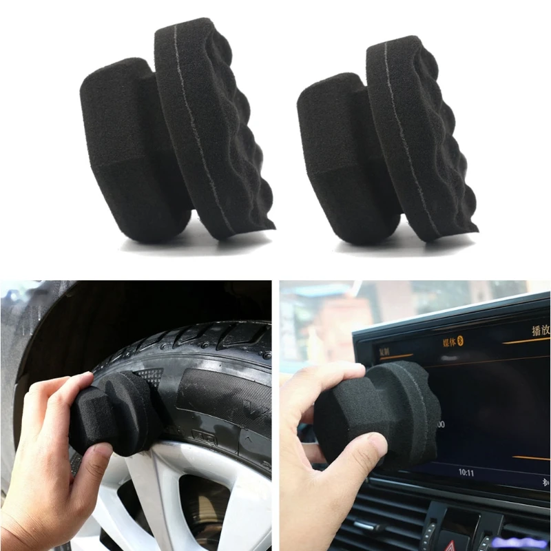 Car Wax Polishing Sponge Hexagonal Grip Applicator Hand Tire Wax Sponge High Density Sponge Auto Cleaning Car Wash Tire D7YA