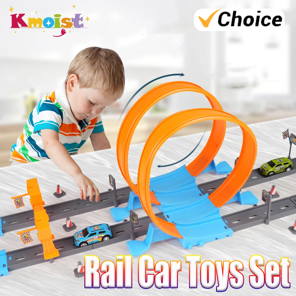 Stunt Speed Double Car Wheels Model Toy Set Racing Track DIY Assembled Rail Kits Educational Interactive Toys for Boy Xmas Gifts