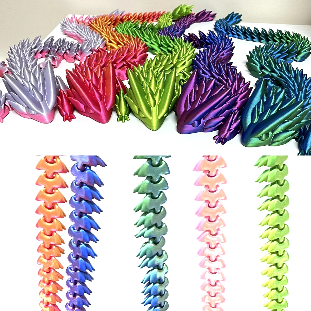 3D Printed Toys Dragon Model Animal Figures Multi-joint Ornament Realistic Decorations Relieving Desktop Novelty Toy Boys Gifts