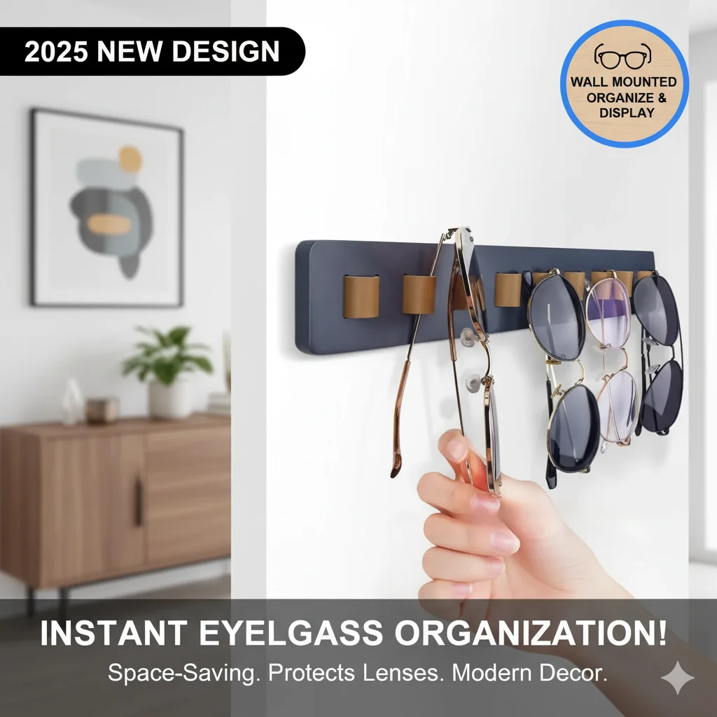 

Wooden Eyeglass Storage Rack Wall Mounted Eyeglass Rack Household Sunglasses Sunglasses Storage Rack Glasses Display
