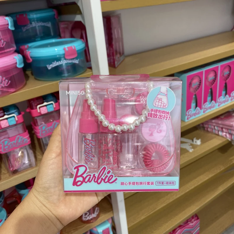 Miniso Barbie 65 ° aniversario reloj de arena bolsa de gelatina bolsa de playa Barbie neceser Shell bolsa de maquillaje niñas moda regalos de cumpleaños