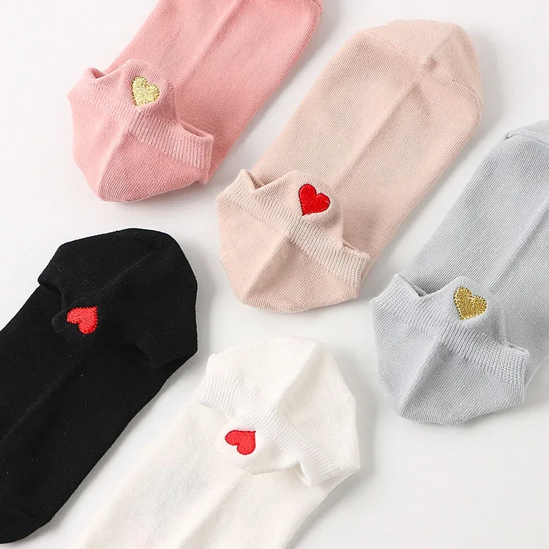 Fashion Socks Woman 2024 New Spring 1 Pair Ankle Socks Girls Cotton Color Novelty Women Fashion Cute Heart Casual Socks Lady