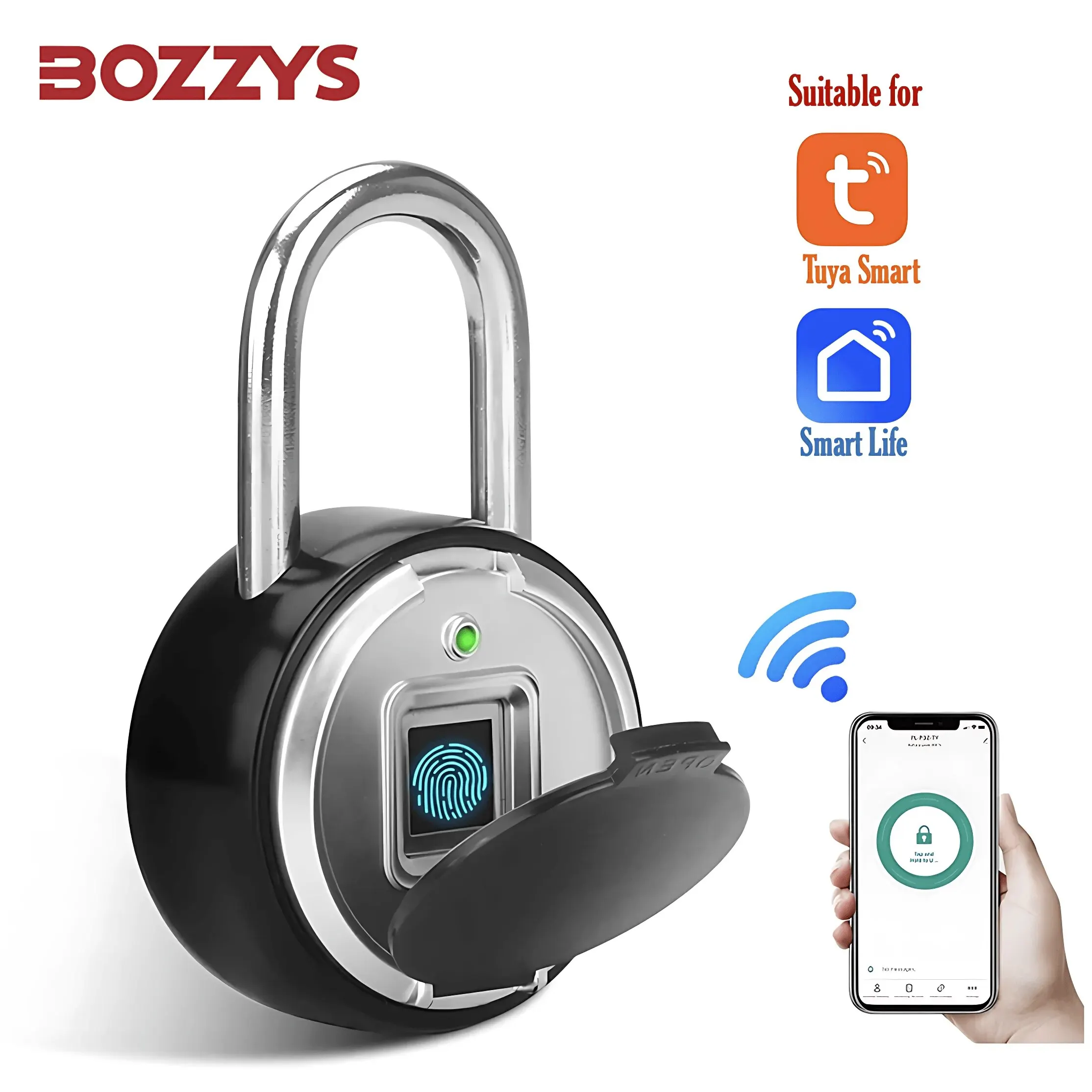 Bozzys-Tuya指紋ロック、家庭用ロック、モバイルリモコン認証、Bluetoothロック、亜鉛合金、電子ロック、防水