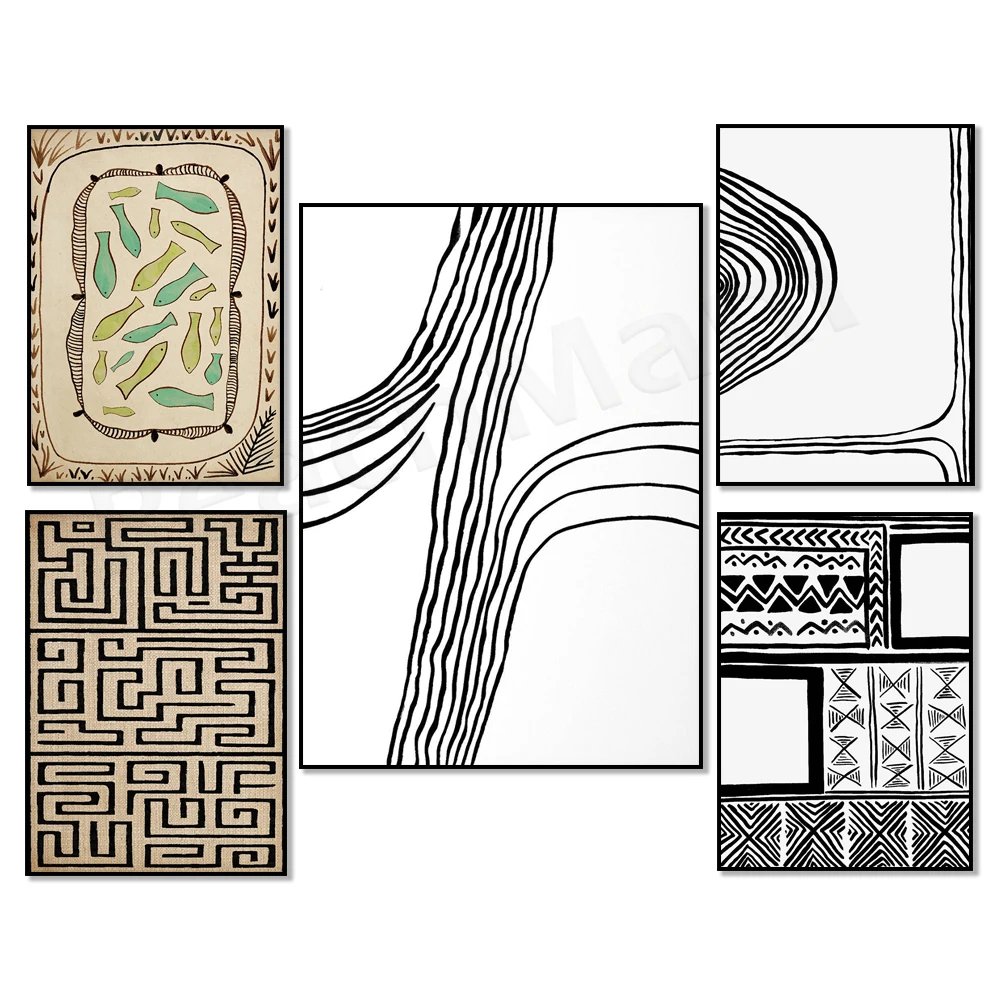 African lines, african ethnic abstract pattern, kubab style print, african american geometric indigenous tribal modern poster