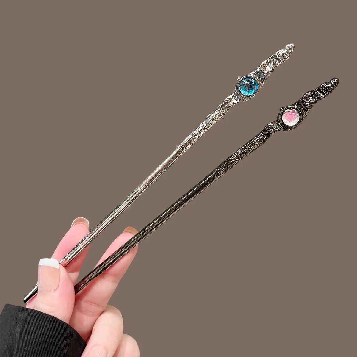Vintage Moonstone-Hair Sticks for Women New Chinese Style Simple Metal Chopstick Hairpins Headwear Jewelry Hair Accessories
