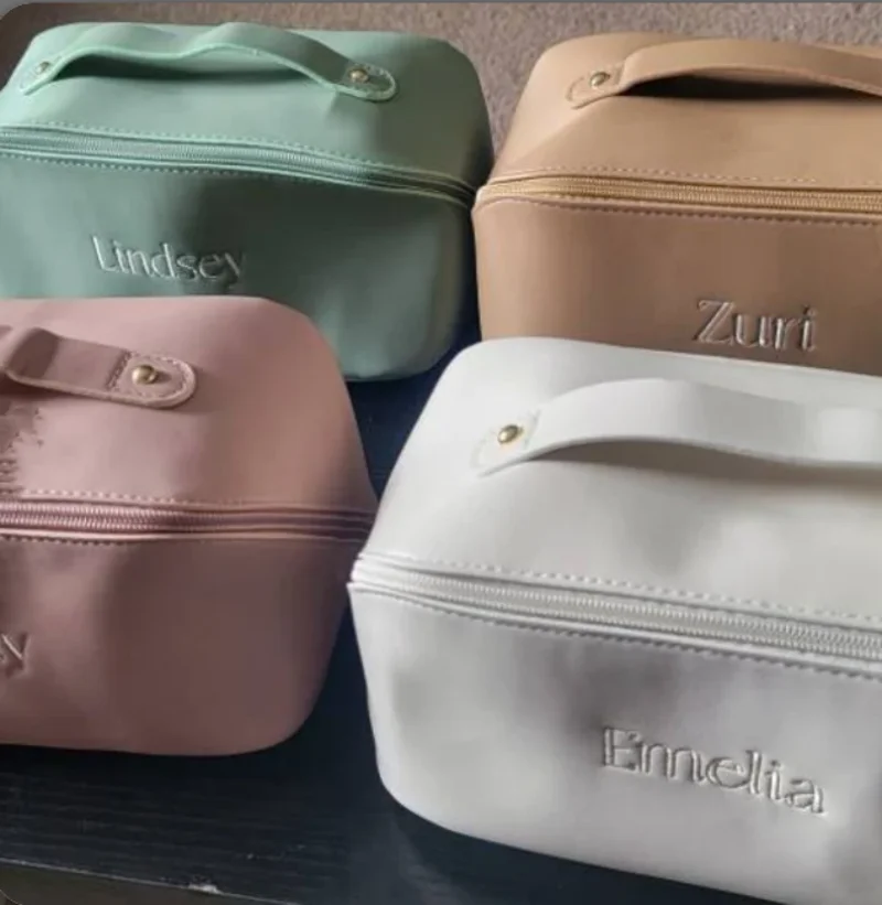 Bolsa de maquillaje personalizada, bolsa de viaje bordada, perfecta para novias, fiestas de boda, regalos de cumpleaños