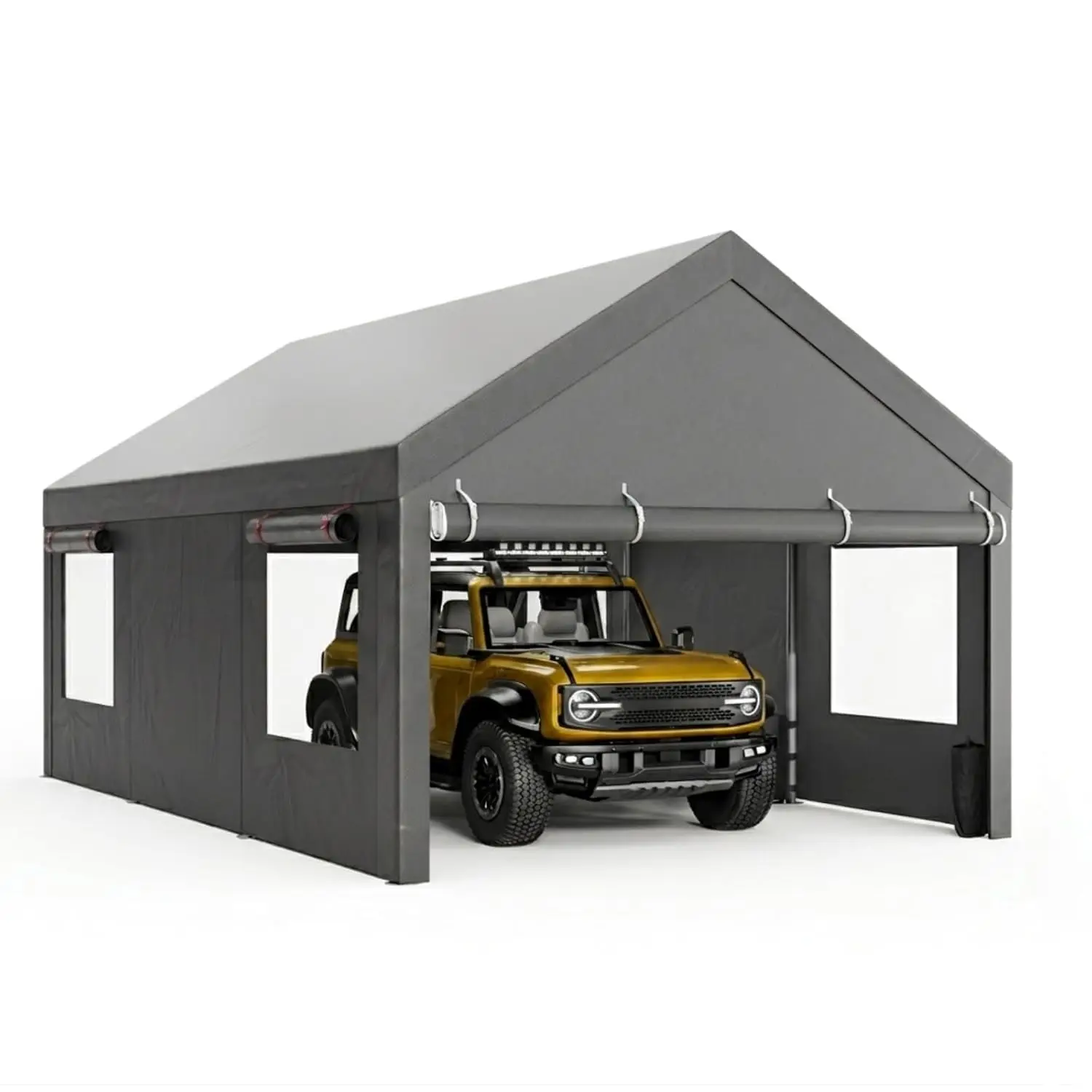 

10x20FT Carport Heavy Duty Canopy with Roll-up Windows Portable Garage Removable Sidewalls Doors, Custom