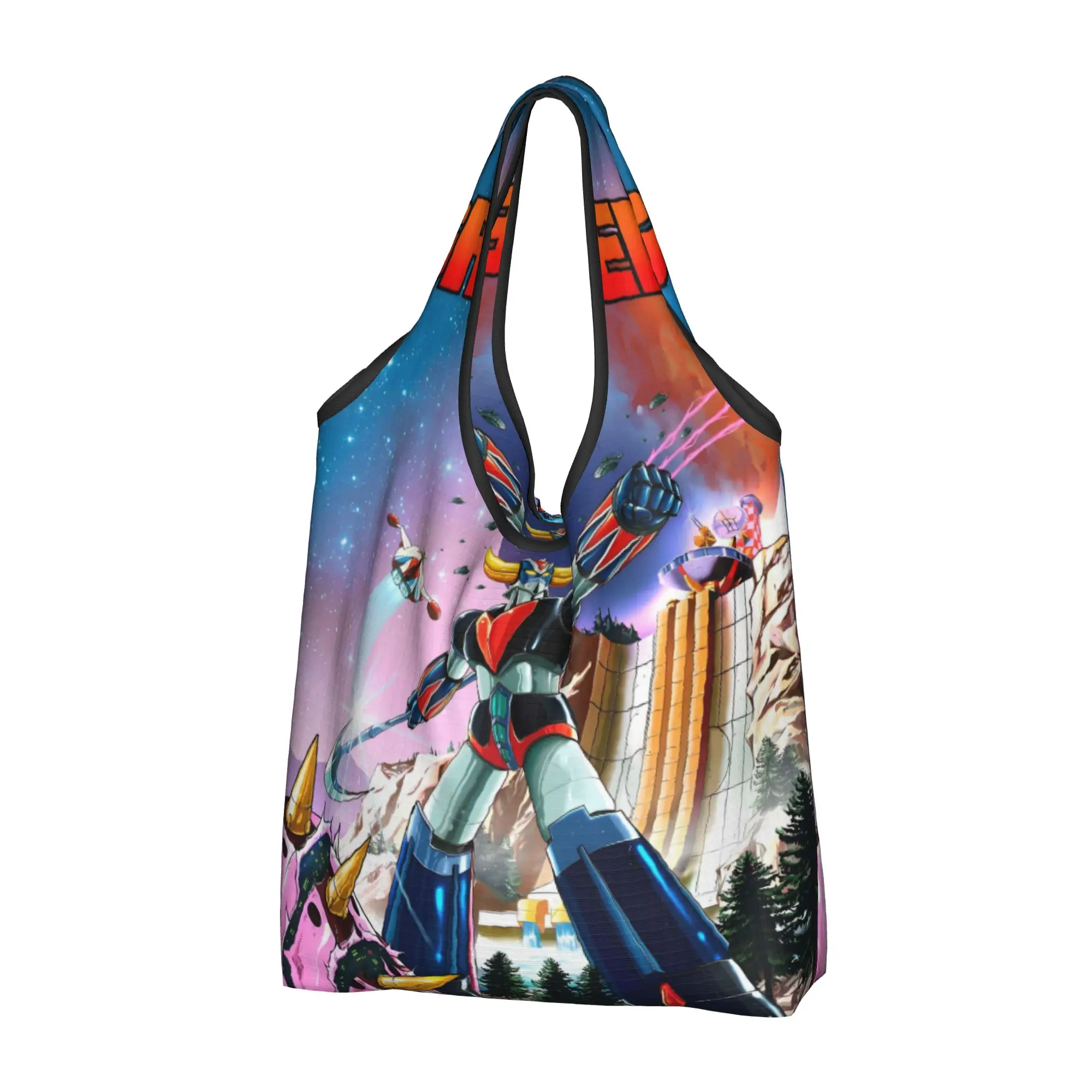 Kawaii Comic G-Grendizeres Manga Shopping Tote Bags Portable Manga Grocery Shopper Shoulder Bag