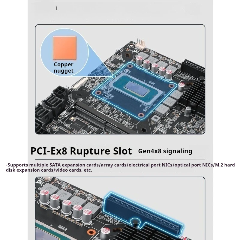 اللوحة الأم الأصلية Ultra 125H/155H/185H 5G/10000GB للوحة الأم Feiniu 12-bay ITX NAS