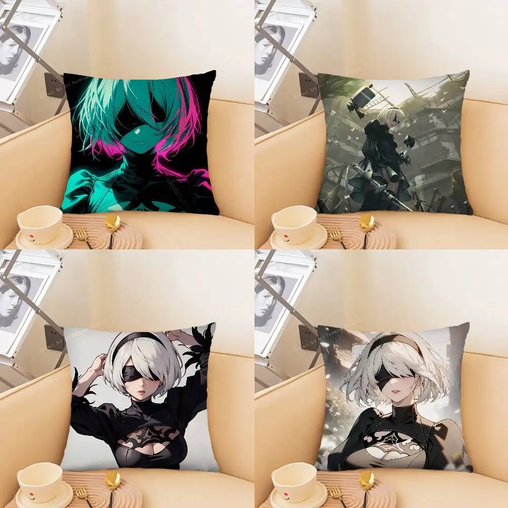 Nier Automata Anime Fight Game Pillow Case Fashion Square Pillowcase Bedroom Sofa Room Ins Decoration Leisure