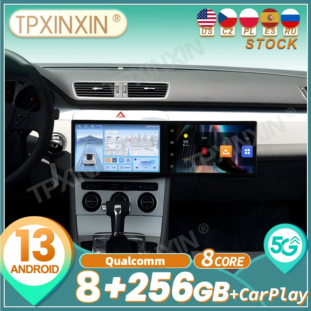 

For Volkswagen Magotan 2007~2011 Qualcomm Android Carplay Dual Screen Car Radio Automotive Multimedia Player GPS Navi Head Unit