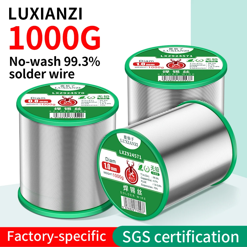 LUXIANZI 1000G Soldering Tin Wire Easy Melt Lead free/Lead Solder Wire Roll Repair Tool Universal No-clean Welding Wire