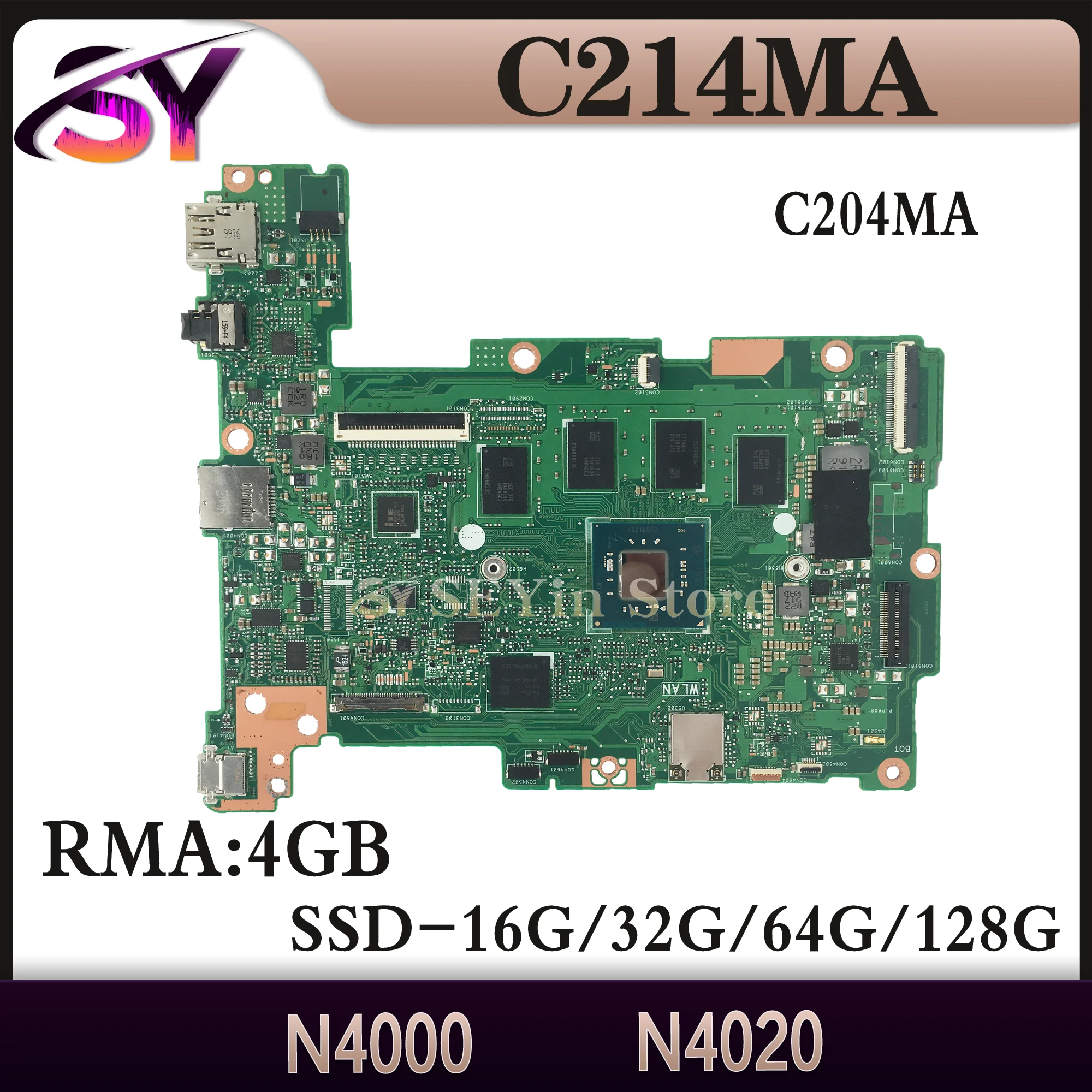 

C214M Mainboard For ASUS C214MA C204MA C204M C214 C204 Laptop Motherboard N4000 N4020 RAM-4GB SSD-16G/32G/64G/128G